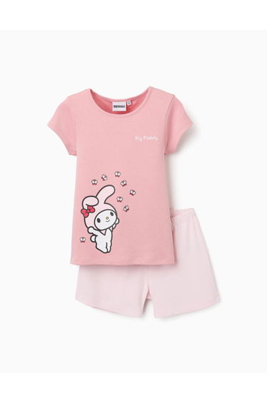 Short sleeve cotton pyjamas with My Melody print for girls, pink