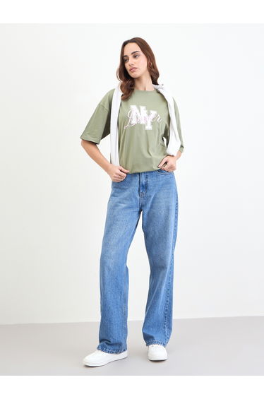 Green Embroidered Oversized T-Shirt