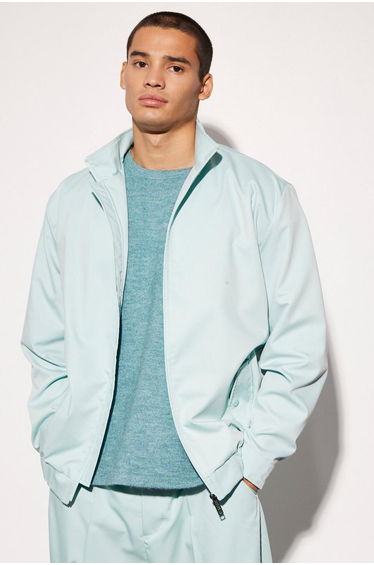 Oversized Funnel Neck Tailored Jacket - blue
