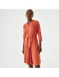 Full Draping Dress with 3/4 Length Sleeves - 1