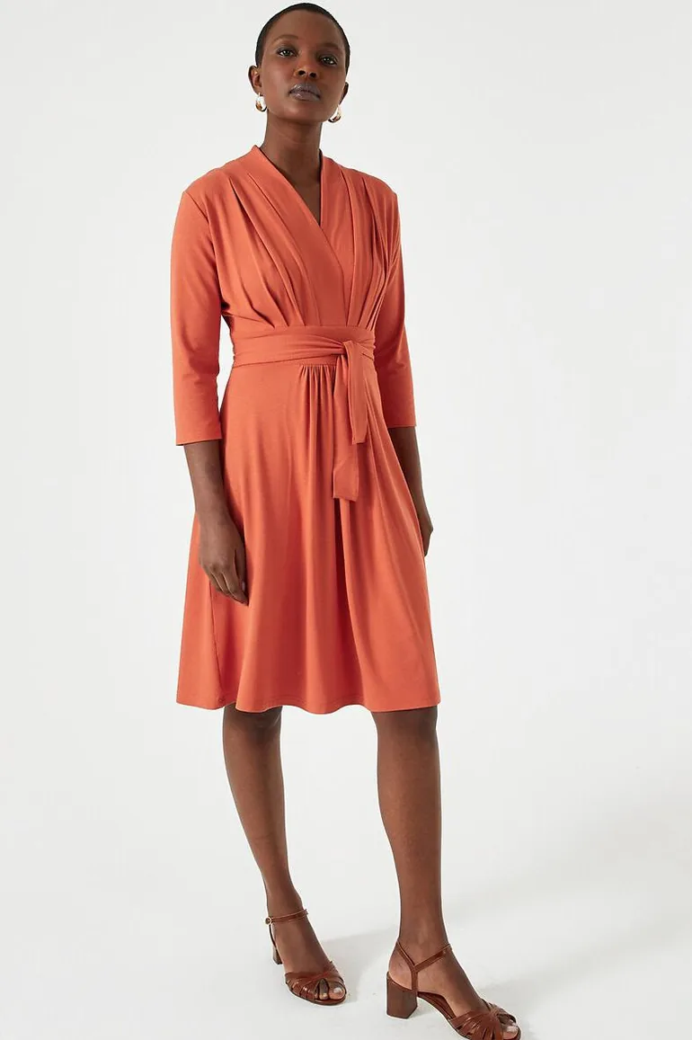 Full Draping Dress with 3/4 Length Sleeves