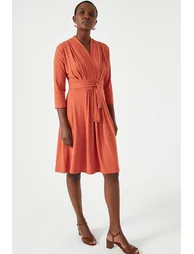 Full Draping Dress with 3/4 Length Sleeves
