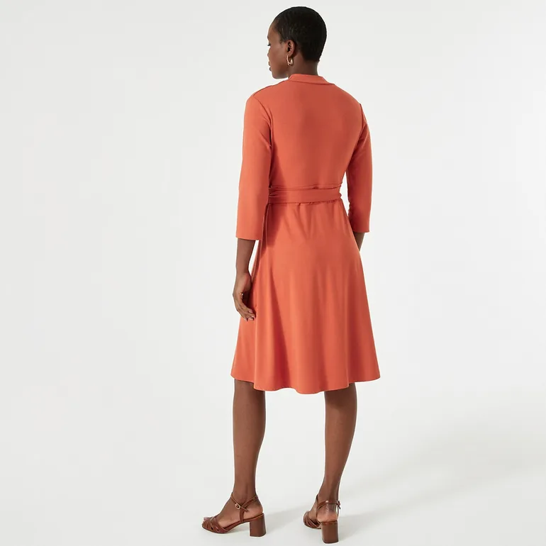 Full Draping Dress with 3/4 Length Sleeves - 3