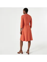 Full Draping Dress with 3/4 Length Sleeves - 3