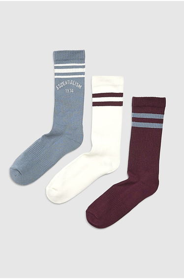 Multi Colour Essentialism Pack Of 3 Socks