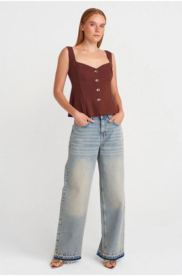 Dilvin Fitted Sleeveless Peplum Blouse