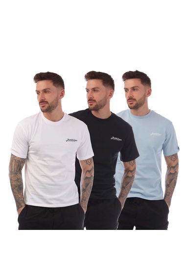 Men's Jack Jones 3 Pack Beau Footprint T-Shirts in White
