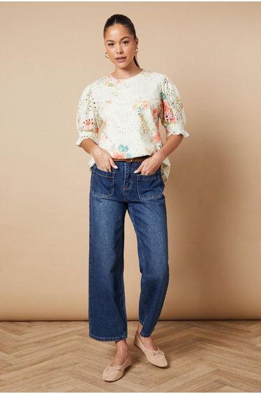 Floral Broderie Detail Blouse