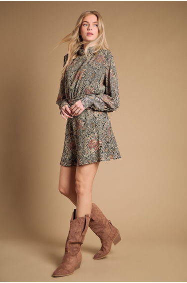 Wanda Faux Suede Slouch Western Calf Boots