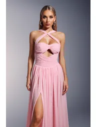 Vakana Hollow High Slit Fold Maxi Dress - 1