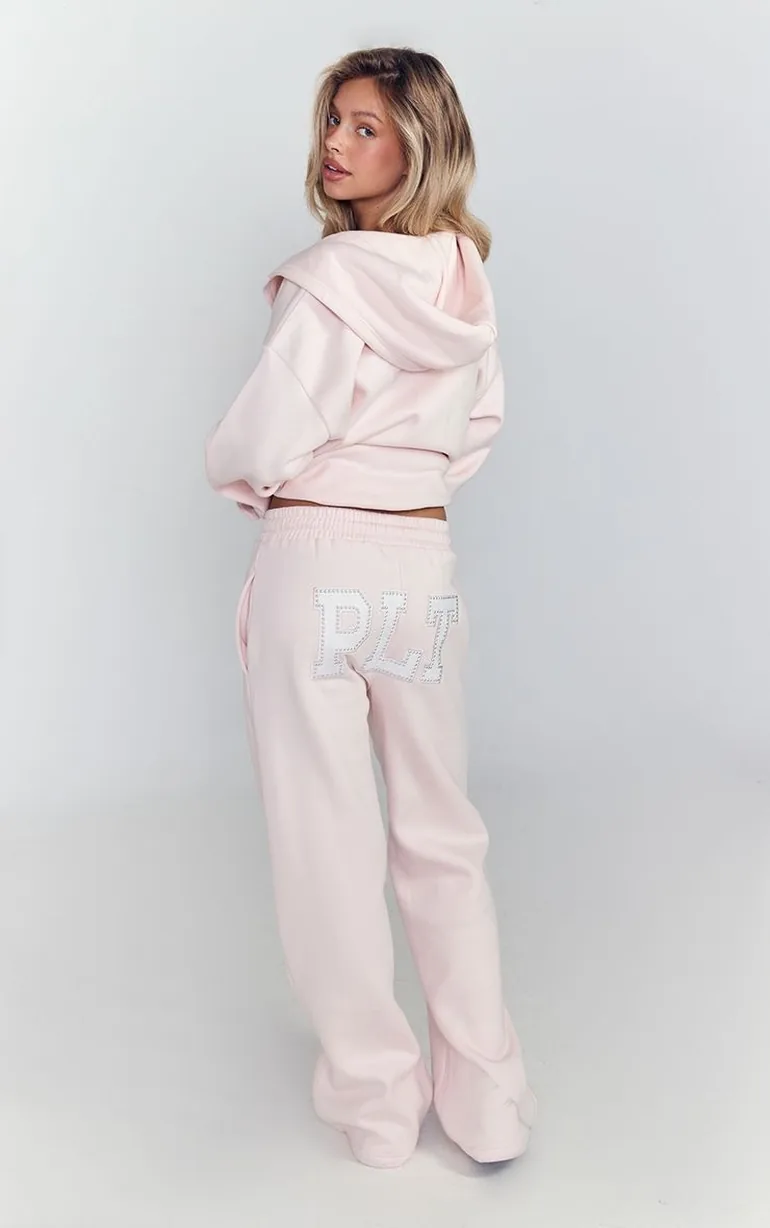 Baby Pink PLT Embroidered Straight Leg Jogger - 1