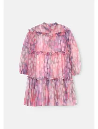 Cara Pink Printed Swing Mesh Dress - Pink - 6