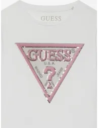 Guess Girls Logo T-Shirt in White - 2