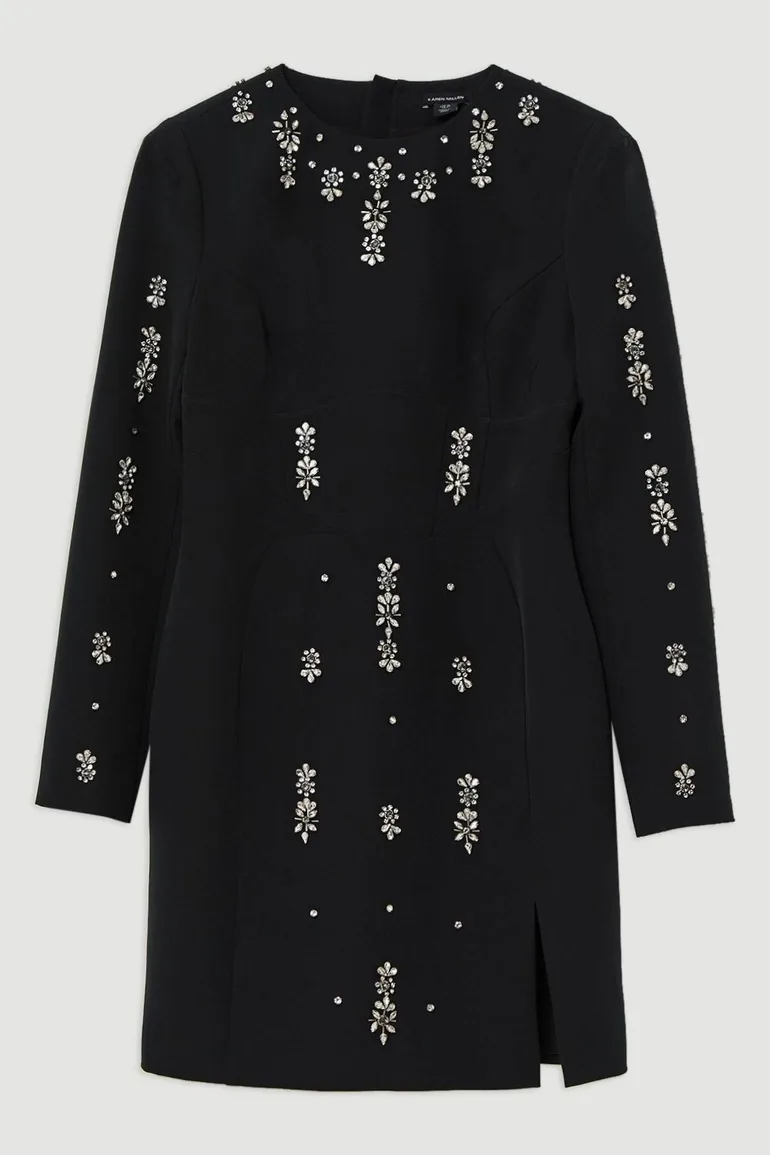 long sleeve embellished corset mini dress in black long sleeve embellished corset mini dress in black Jessica Bara Katia Long Sleeve Beaded Corset Mini Dress As Seen On Sylwia Graff