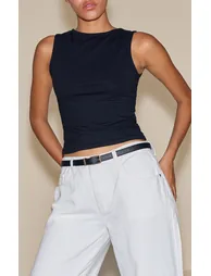 Black Gold Buckle Slim Belt