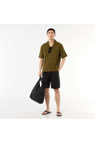 Short-Sleeved Fancy Knit Shirt GREEN