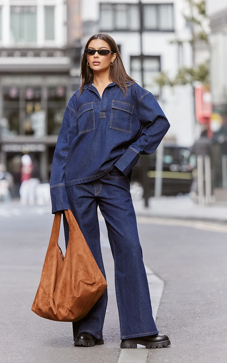 Indigo Slouchy Wide Leg Jeans
