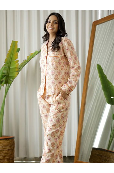 All Over Print Cotton Shirt and Pyjama Set