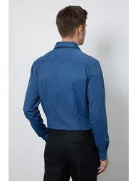 Blue Slim Fit Easy Iron Shirt - 3