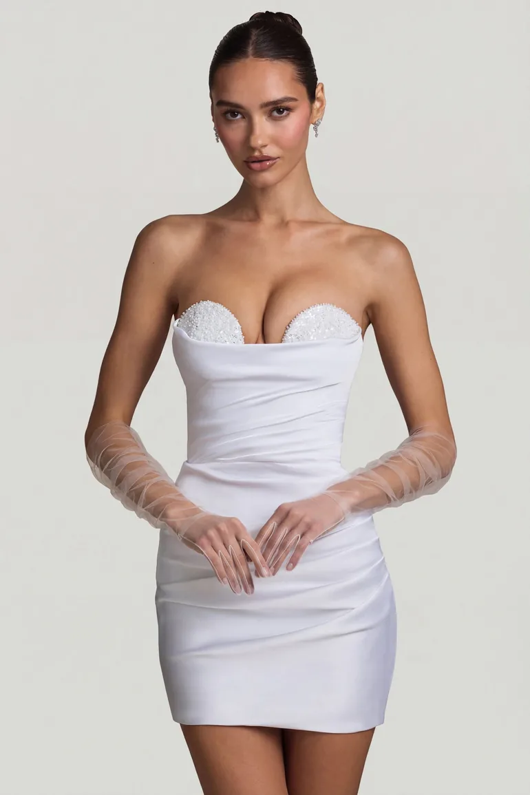 ruched corset mini dress in white Ruched Corset Mini Dress in White Oh Polly White : Party Dresses :  VogaCloset Oman