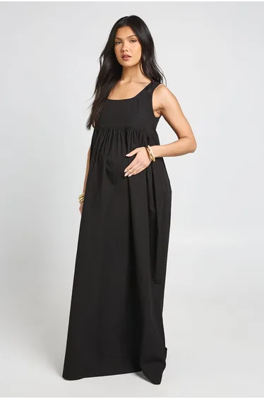 Maternity Square Neck Maxi Dress - black