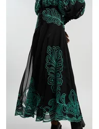 Cutwork Beaded Embroidered Woven Maxi Dress - 2
