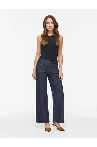 Patch Pocket Wide Leg Jeans