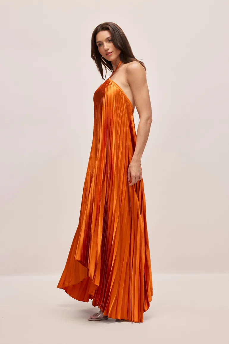Novia Halter Neck Pleated Maxi Dress - 9