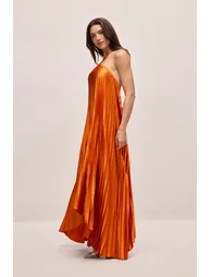 Novia Halter Neck Pleated Maxi Dress - 9