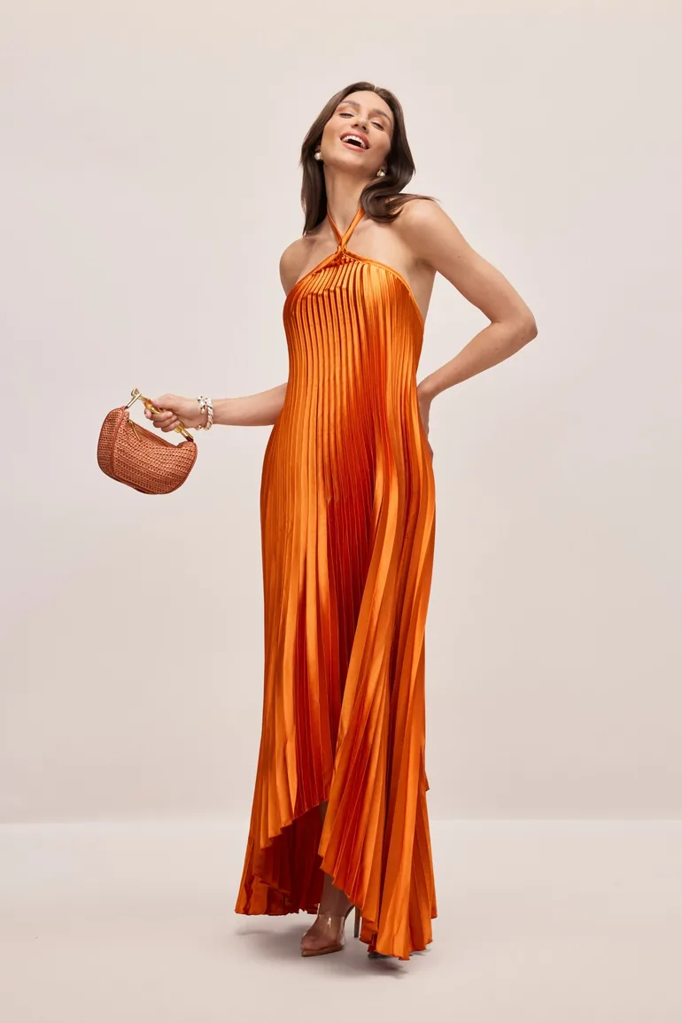 Novia Halter Neck Pleated Maxi Dress - 3