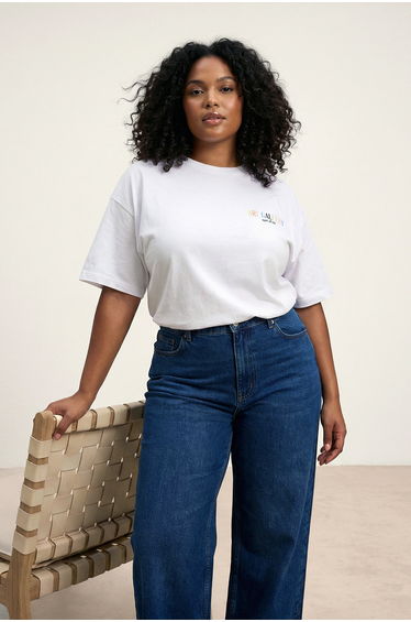White 100% Cotton Front and Back Printed Oversize Fit Crew Neck Knitted T-Shirt