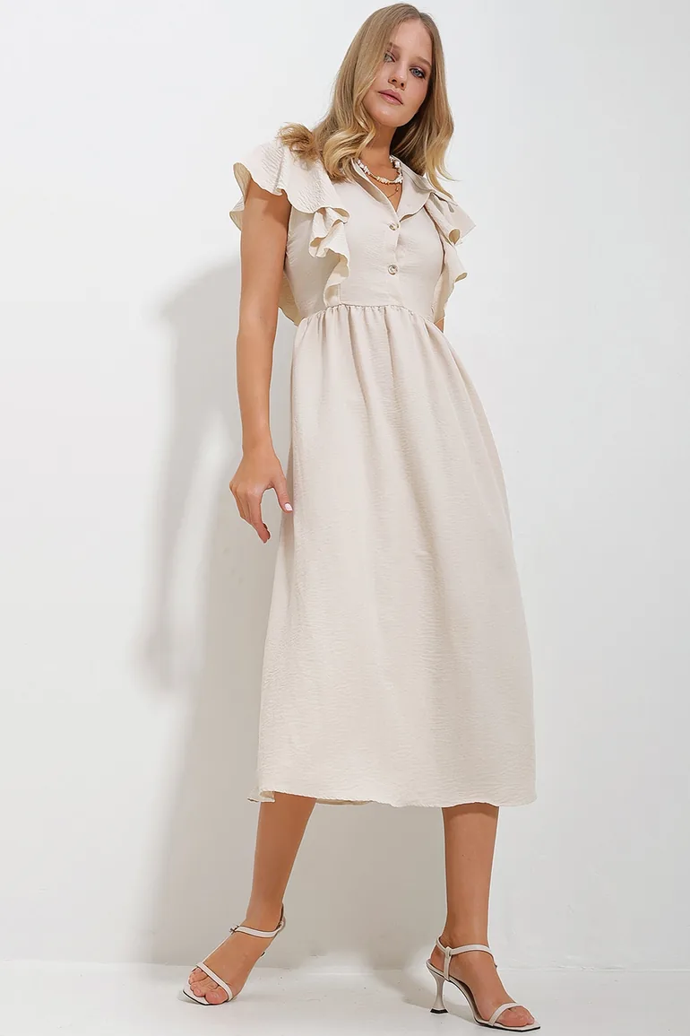 beige skater dress Beige 3D Floral Skater Dress XXL