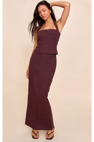 Deep Chocolate Premium Linen A Line Maxi Skirt