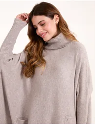 كنزة بياقة مطوية بجيب صغير بأزرار - 2