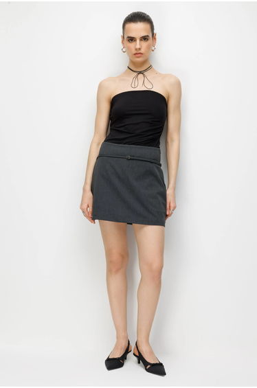 MIXRAY High Waist Mini Skirt with Belt