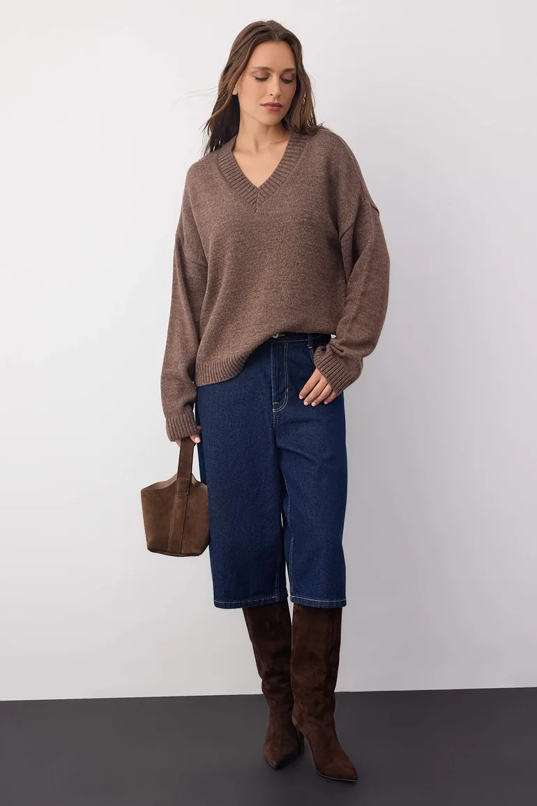 Wardrobe Essentials Mink Basic Loose Fit Soft Texture Knit Sweater - 2