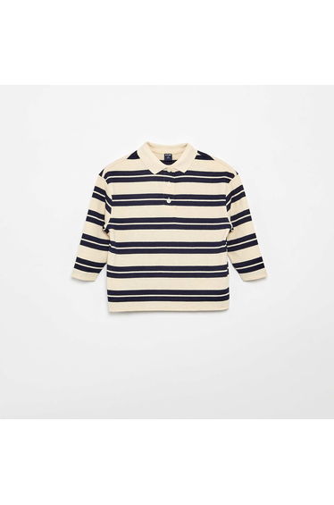 Oversized Striped Polo Shirt BLUE