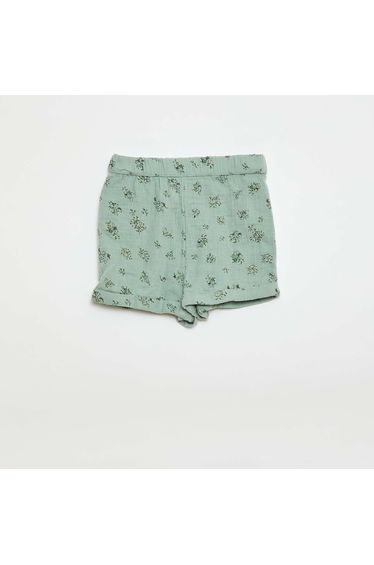 Patterned Cotton Gauze Shorts GREEN
