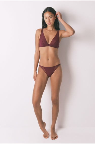 Wine tulle halterneck bra with special fastening
