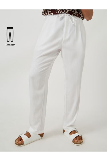 Textured Pleated Tapered Fit Trousers