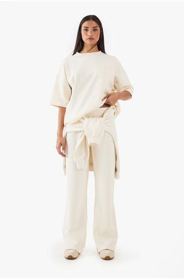 DSGN Studio Heavy Weight Interlock Straight Leg Jogger - cream