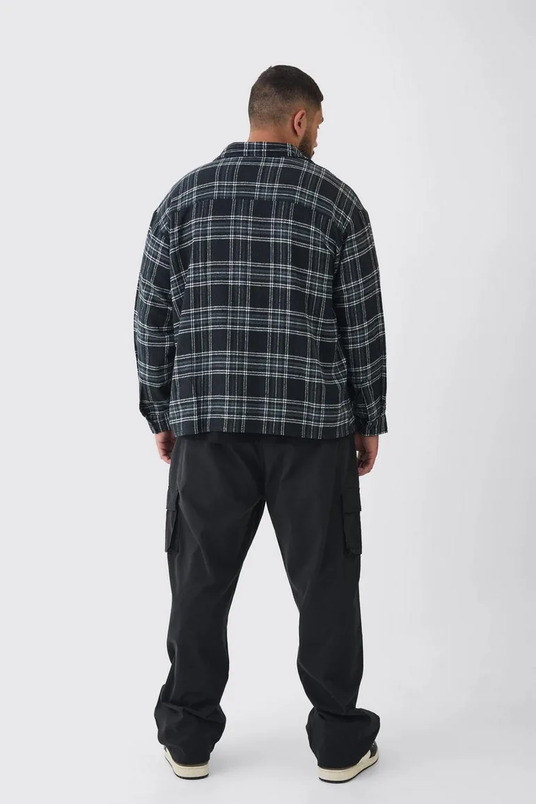 بنطلون كارغو لون أسود - للمقاسات الكبيرة - 1