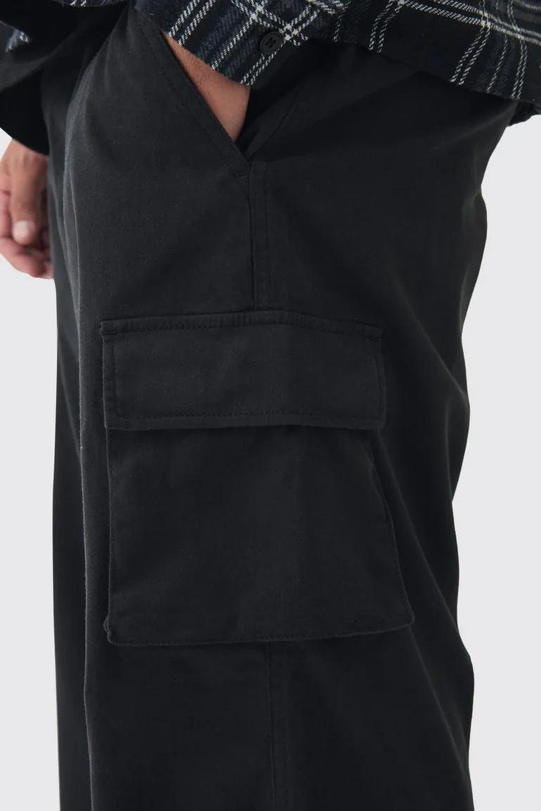 بنطلون كارغو لون أسود - للمقاسات الكبيرة - 2