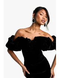 Extreme Ruffle Velvet Mini Dress - black - 3