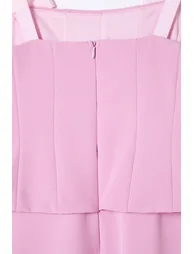 فستان بتصميم بشكل A بفيونكة لون زهري  - 4