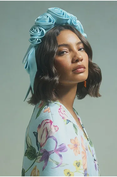 Blue Premium Rose 3d Floral Headband