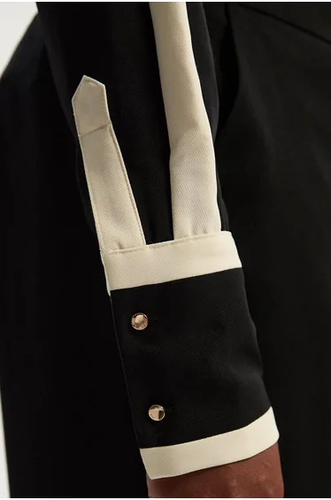 Plus Size Colour block Twill Woven Shirt