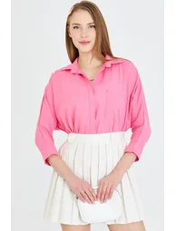 قميص كتان نسائي فضفاض بجيوب - 2