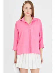 قميص كتان نسائي فضفاض بجيوب - 4