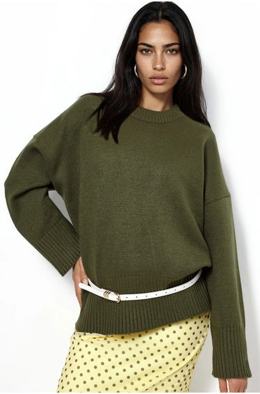 Oversized Crew Neck Knit Sweater
